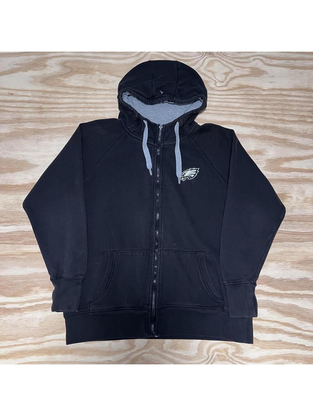 Vintage 00s Antigua Nfl Philadelphia Eagles Embroidered Full Zip Up Hoodie Sz L
